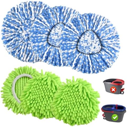 6 Pack Mop Heads Replacements for Ocedar, Mop Replace Head for O Cedar by CleanEasyLiveBreezy