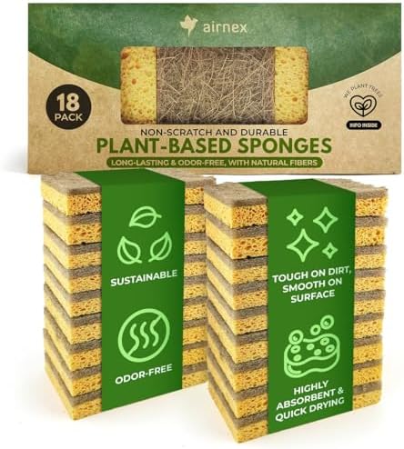 AIRNEX Natural Kitchen Sponges Pack of 18 by Airnex