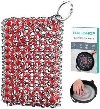 HAUSHOF Cast Iron Scrubber, Chainmail Scrubber Cast Iron Cleaner by HAUSHOF