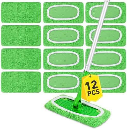 12Pcs Reusable Microfiber Mop Pads Compatible by NEOACT