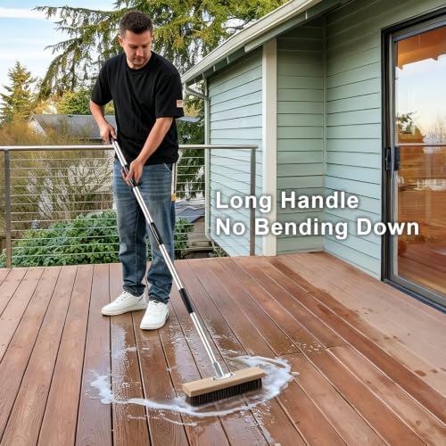 Mitclear Wire Brush Long Handle 57'' Remove Moss on Deck Concrete Patio - Image 3