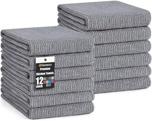 Homaxy 380 GSM Cotton Premium Kitchen Towels 12 Pack by Homaxy