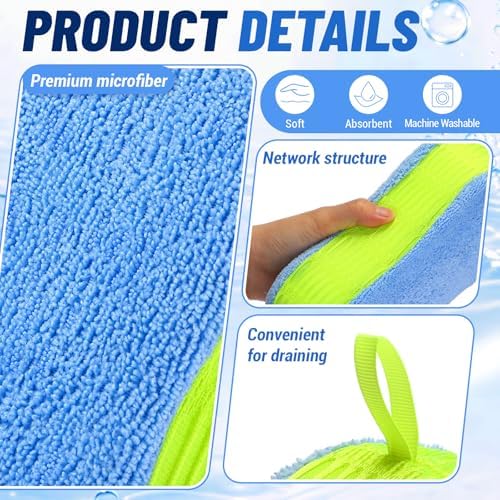 4 Pack Large Microfiber Car Wash Sponges - Image 4