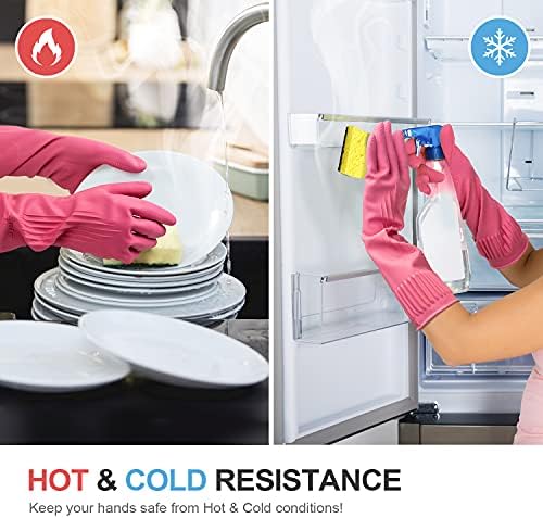 Mamison Rubber Dishwashing Gloves, Non-Slip Kitchen, 2 Pairs - Image 5
