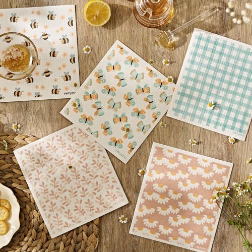 RECYCO Swedish Dishcloths for Kitchen | 5 Pack Gingham Flutter Washable Dish - Image 2