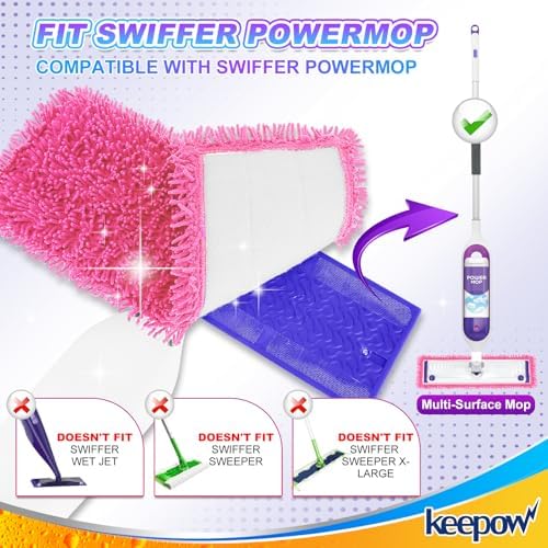 KEEPOW 4 Pink Reusable Mop Pads Compatible - Image 2
