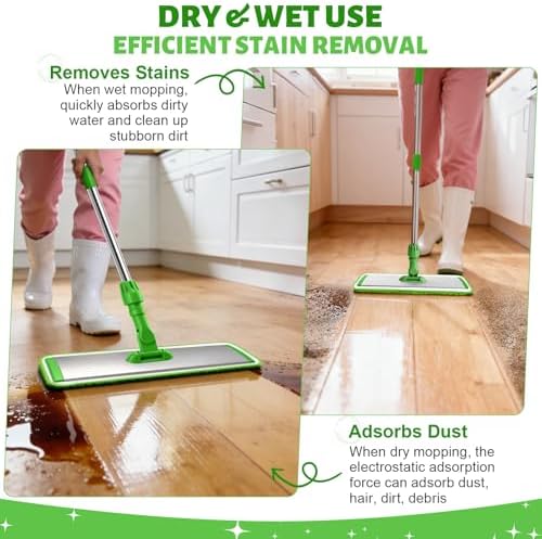 17.7" Microfiber Mop for Floor Cleaning, 360° Rotating Flat Mop - Image 3