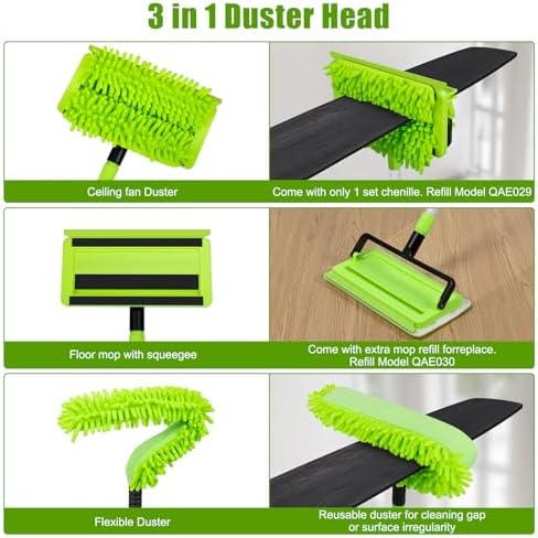 Qaestfy 3-in-1 Ceiling Fan Blade Cleaner Duster - Image 6