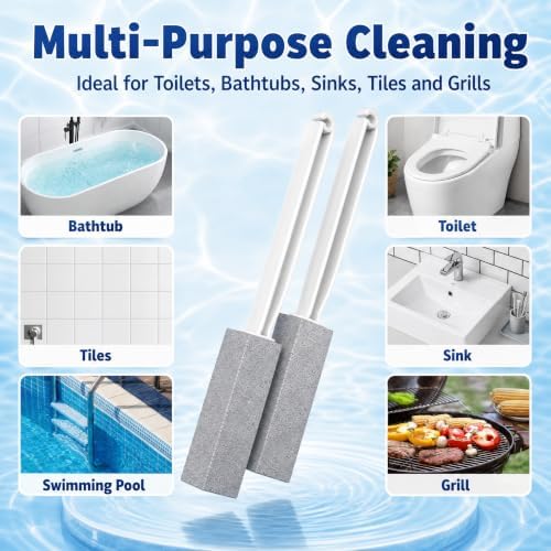 2 Pack Pumice Stone for Toilet Cleaning, Extra Long Handle for Removing Bowl - Image 6