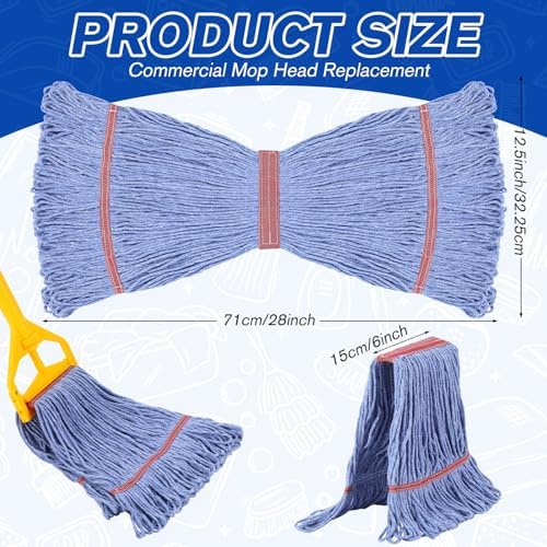 Eccliy 3 Pack Commercial Mop Head Replacement, Cotton String - Image 2
