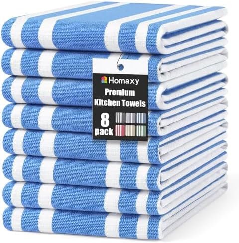 Homaxy Premium Cotton Stripe Kitchen Towels 8 Pack by Homaxy