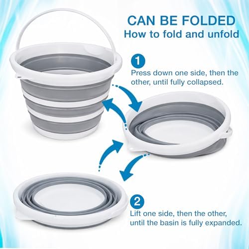 Collapsible Bucket with Handle 2.6 Gallons 10L Foldable Bucket - Image 5