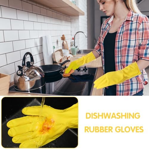 Rubber Reusable Gloves Long Household Dishwashing Gloves Kitchen Cleaning - Image 5