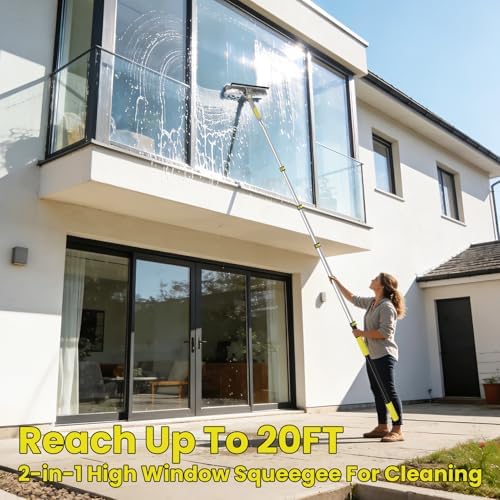 Window Squeegee with Extension Pole, 20FT Reach Squeegee - Image 2