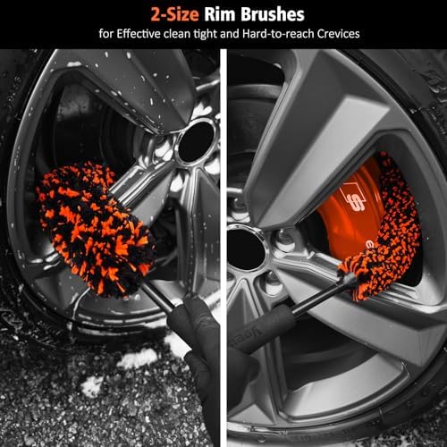 YeewayVeh 4PCS Car Wheel Cleaning Kit, Bendable Wool Brush - Image 4