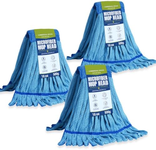 3 Pack Commercial Microfiber Mop Heads, 18 oz Heavy Duty Tube Refill by Unknown