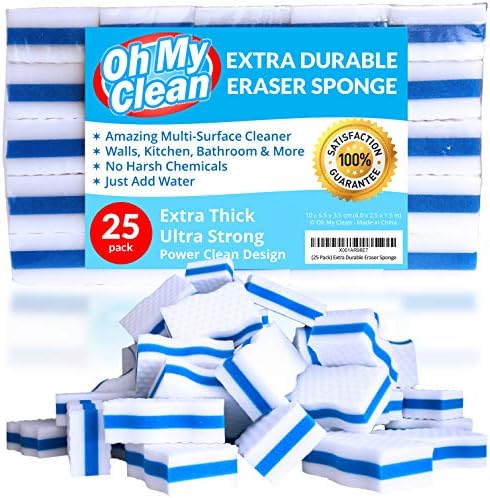 Extra Durable Eraser Sponge – Extra Thick, Long Lasting Magic Melamine Cleaning by Oh+My+Clean
