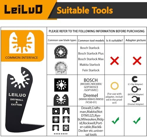 LEILUO 6Pcs Oscillating Tool Blades Drywall Cutting - Image 2