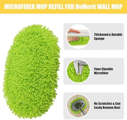 2-Pack Chenille Mop Head Replacement Set, Wall & Ceiling Dusting Mop Heads - Image 2