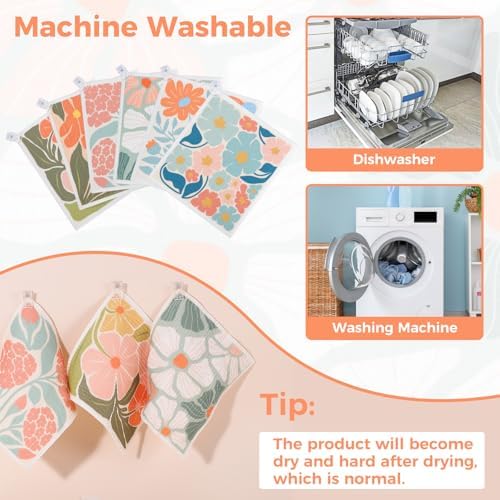 6 Pack Swedish Dishcloths for Kitchen, Abstract Floral Dish Towel - Image 3