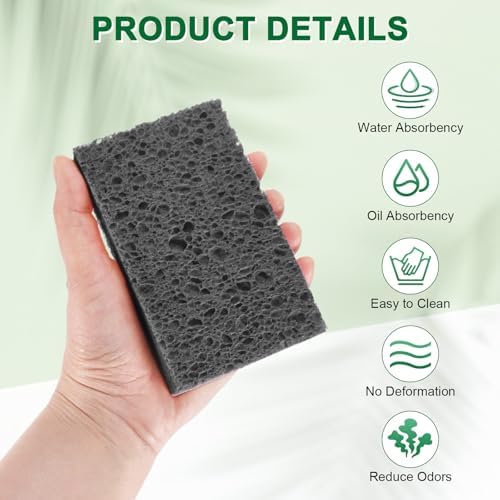 M METERXITY 6-Pack Kitchen Sponges, Condense Eco Cellulose Non-Scratch Scrub - Image 2
