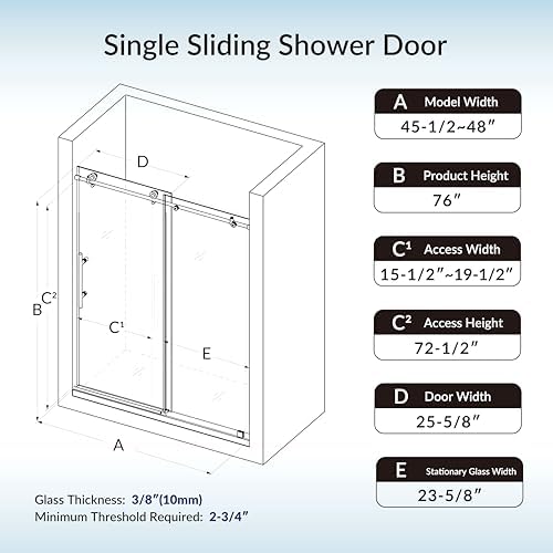 Woodbridge Frameless Single Sliding Shower Doors in Brushed Nickel Finish - Image 7