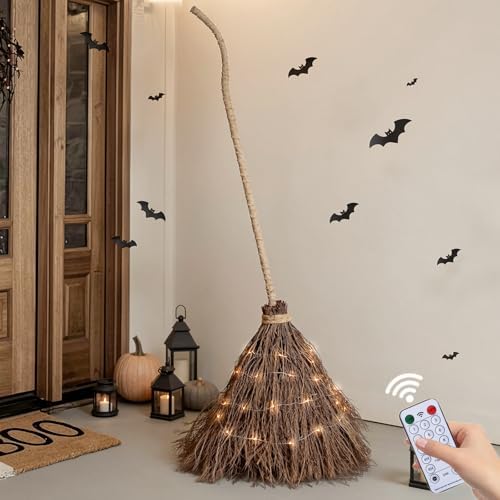 Halloween Decorations Fall Decor - 6FT Giant Handmade Real Twig Witch Broom by Zesua