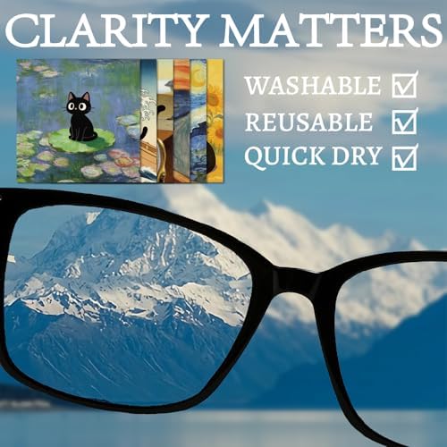 CREATCABIN 6Pcs Black Cat Glasses Cleaning Cloth Microfiber Cleaning Cloths - Image 4