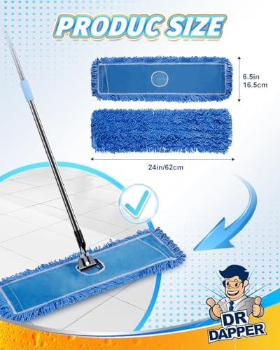 DR DAPPER 24 Inch Microfiber Dust Mop Head Medium Washable Commercial 4 PCS - Image 2