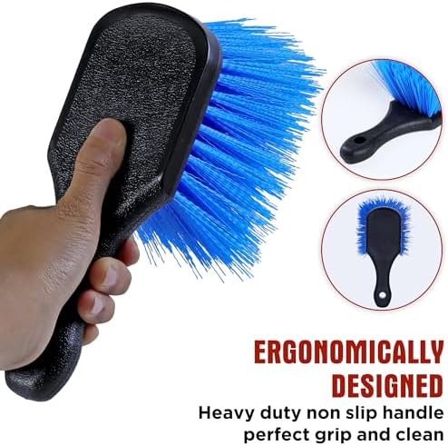 TAKAVU Wheel & Tire Brush, Stiff Bristle Short Handle, Scratch-Safe - Image 3