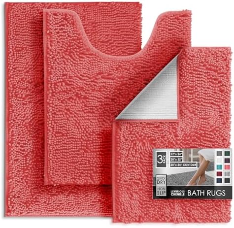 Hearth & Harbor Bathroom Rugs, Chenille Bath Mat by HearthHarbor