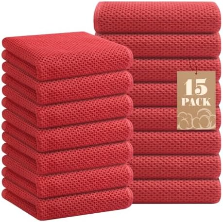 Homaxy 100% Cotton Waffle Weave Kitchen Towels, Brick Red by Homaxy