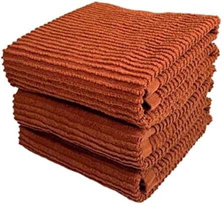 Cinnamon Maroon Rust Kitchen Dish Towels, 100% Cotton by SerafinaHome