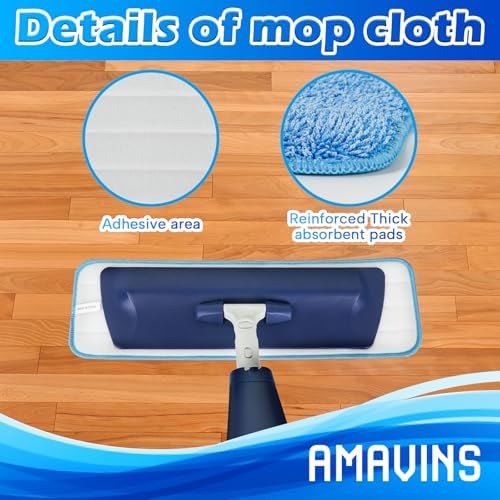 AmaVins 3 Pack Microfiber Cleaning Pads, Reusable Microfiber Mop Pads - Image 2