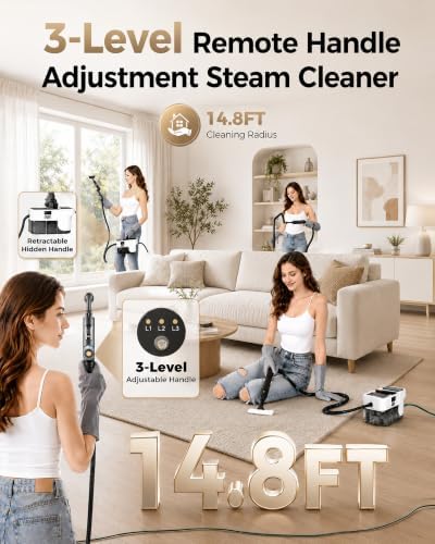 GEVOLCM Steam Cleaner, 3 Level Adjustable Handle - Image 2