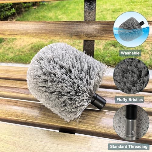 2 Pack Grey Big Twist-On Cobweb Duster Head Brush, Fits Standard 3/4 inch - Image 3