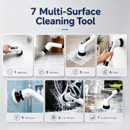 Highyes Electric Spin Scrubber for Bathroom, IPX7 Waterproof Shower Scrubber - Image 7
