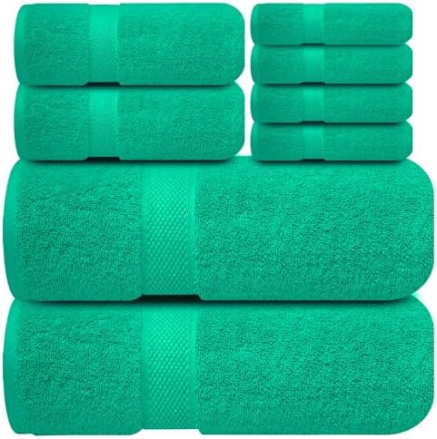 Infinitee Xclusives 100% Cotton Bath Towel Set – 8 Piece Bathroom Towel Set by InfiniteeXclusives