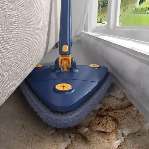 Rotating Triangle Mop with 2 Microfiber Heads, 360° Self-Squeezing Floor Mop - Image 4