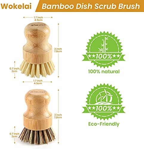 Bamboo Dish Scrub Brushes Set for Kitchen - Image 2