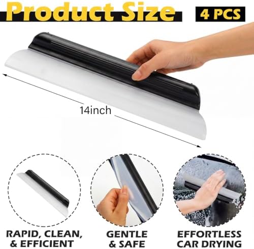 2 Pack 14 Inch Car Drying Squeegee Black Silicone Window Blade - Image 2