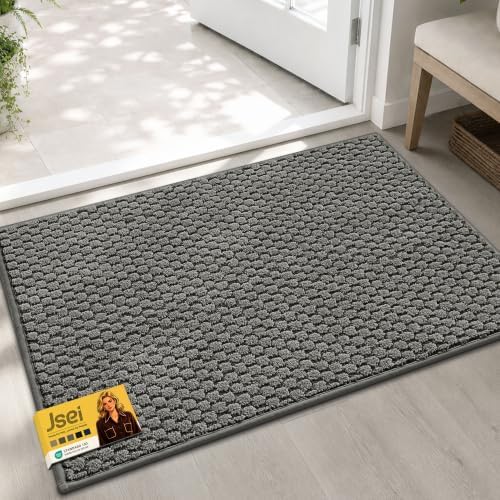 JSEI Dirt Trapper Door Mat 20"x32", Non-Slip Entryway Rugs, Light Grey by JSEI