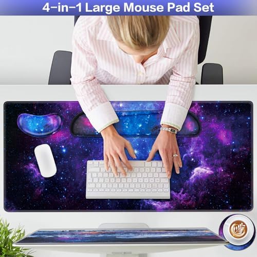 Mouse Pad Galaxy with Wrist Rest, 4-in-1 Large Mousepad Keyboard - Image 2