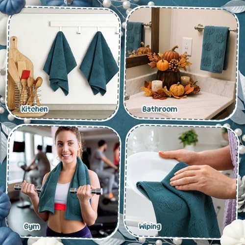 Mindsoft 2 Pcs Fall Hand Towels 3D Pumpkin Jacquard - Image 6