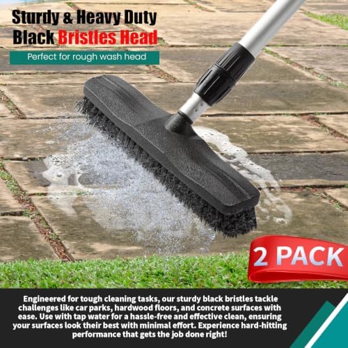 2PACK of Black Bristle 12.2" Cleaning Path Outdoor Water Push Floor Broom Black - Image 2