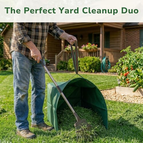 GreatBuddy Leaf Rake and Leaf Bags Combo, Adjustable Metal Garden Rake - Image 3