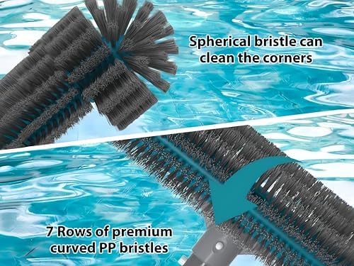 20" Pool Brush with Spherical End Bristles, Heavy Duty Wall & Floor Scrubber - Image 6