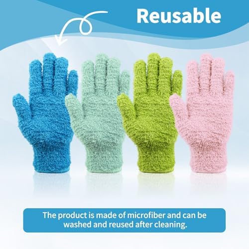 Microfiber Gloves for Plants, 4Pairs Reusable Plant Gloves Dusting Washable - Image 3