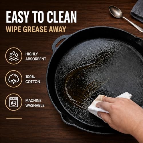lint free cloth for cast iron – 10 Pack Cotton Seasoning & Cleaning Cloths - Image 7