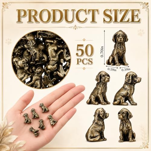 50 Pcs Mini Dog Figurines Miniature Brass Color Dog Statue - Image 2